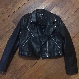 Zara Cropped Faux Leather Jacket